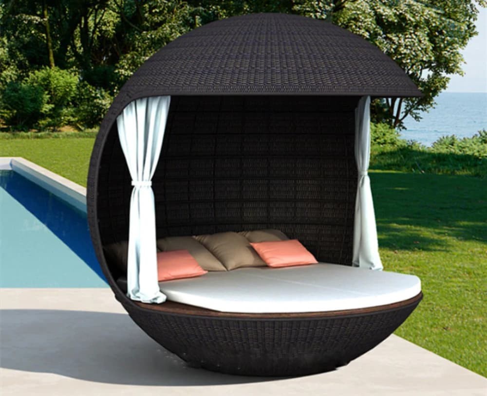 Outdoor Light Rattan Daybed Modern Endearing Rattan Outdoor Daybed- Black - Lixra.com
