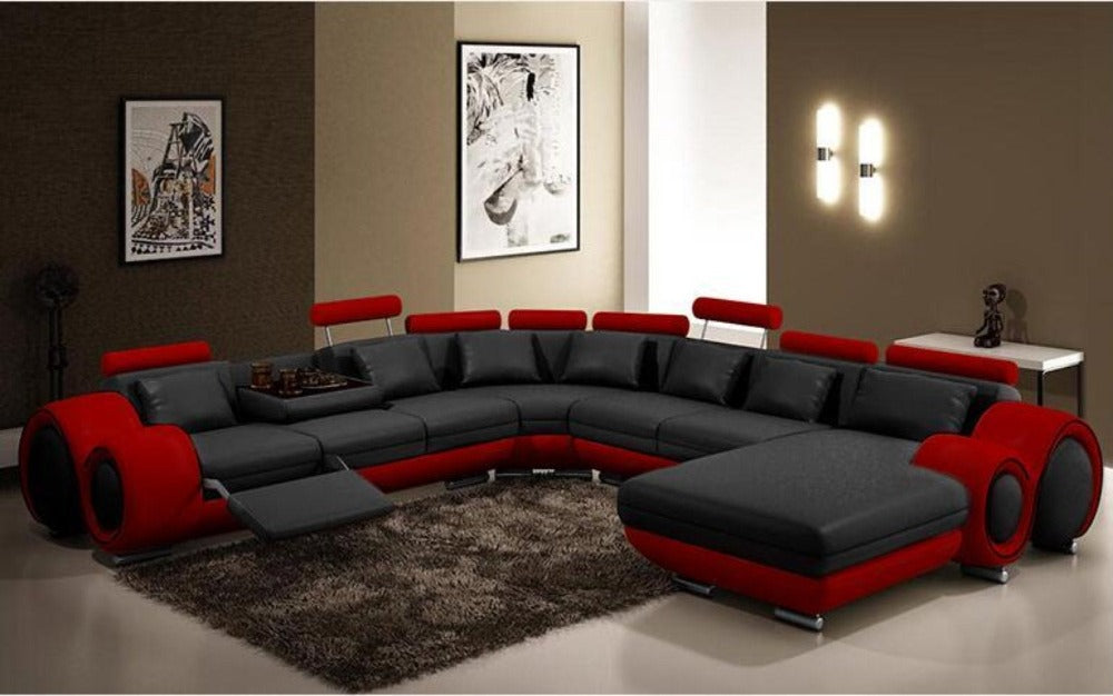 U-Shaped Modern Comfy Leather Sectional Sofa