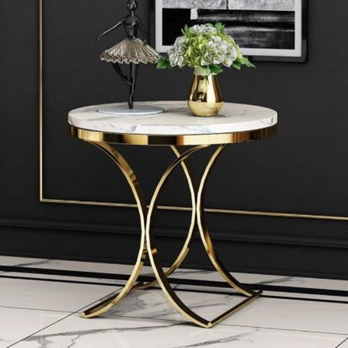 X-shaped Base Corner Attraction Marble Top Side Table -  Lixra