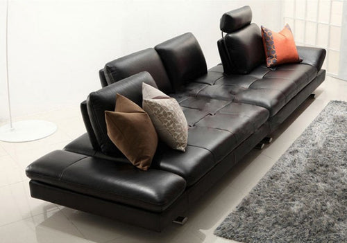 Exquisite Leather Modest Cushioned-Seated Sectional Sofa- Lixra