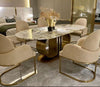 Fine Finish Luxurious Marble Top Oval Shaped Dining Table Set - Lixra
