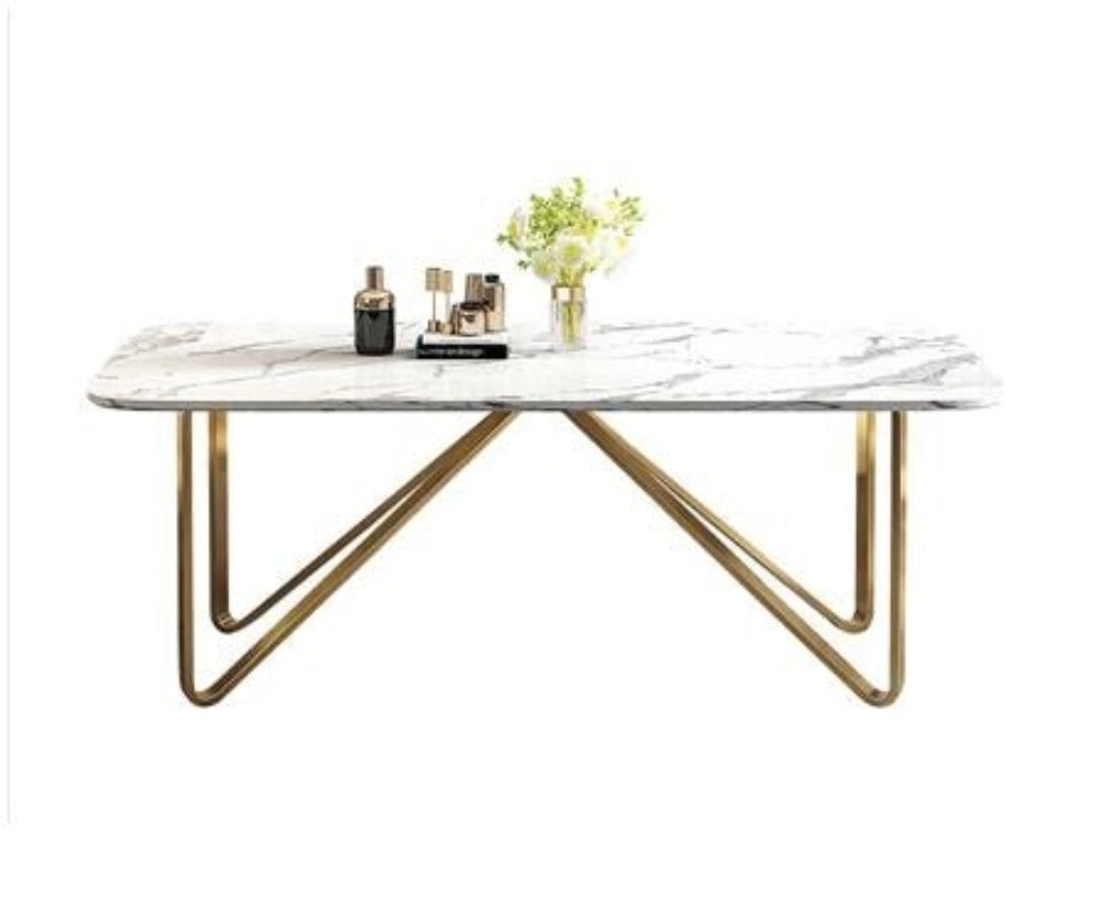 Magnificent Look Urban Style Rectangular Shaped Luxurious Marble Top Dining Table - Lixra