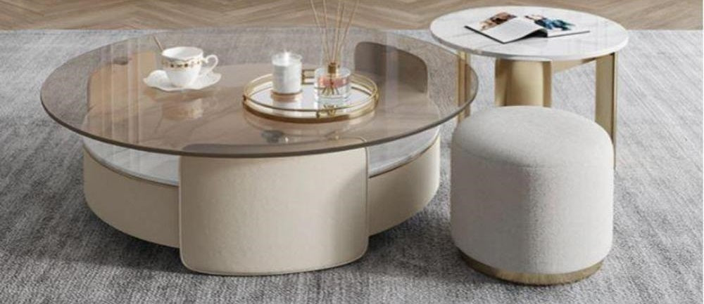 Round Shaped Centre Attraction Wooden Finish Coffee Table/ Lixra