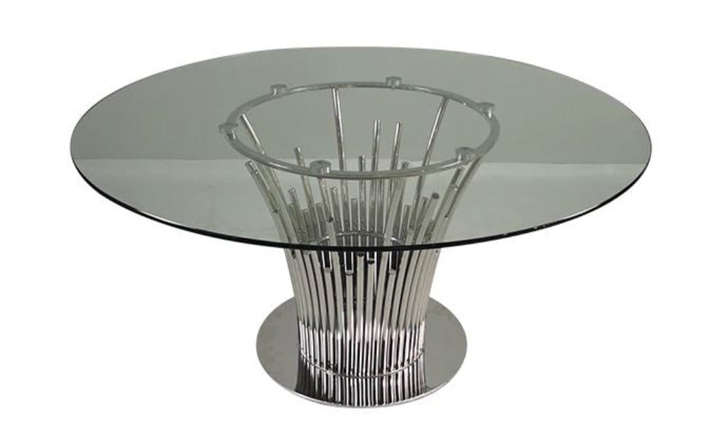 Light Luxury Stainless Steel Construct Glass Top Dining Table - Lixra