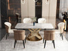 Matte Finish Modern Look Rectangular Shaped Marble Top Dining Table Set - Lixra
