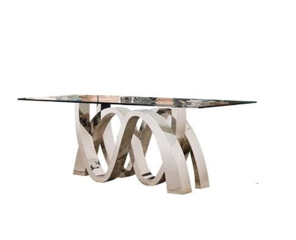 Imperial Home Comfort S-Shaped Base Glass Top Dining Table - Lixra