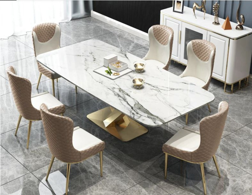 Post Modern Luxurious Marble Top Dining Table Set - Lixra