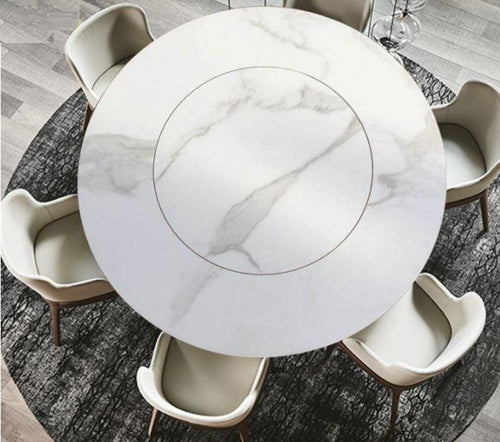 Metallic Finish Rich Look Marble Top Dining Table Set - Lixra