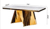 Captivating Metallic Finish Rectangular Shaped Marble Top Z-Shaped Dining Table - Lixra