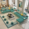 Modern Lavish U-shaped Sea-Green Fabric Sectional Sofa - Lixra