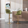 Set of 2 Adjustable Modern Design Golden Finish Velvet High Raised Chairs / Lixra