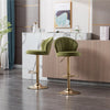 Set of 2 Adjustable Modern Design Golden Finish Velvet High Raised Chairs / Lixra
