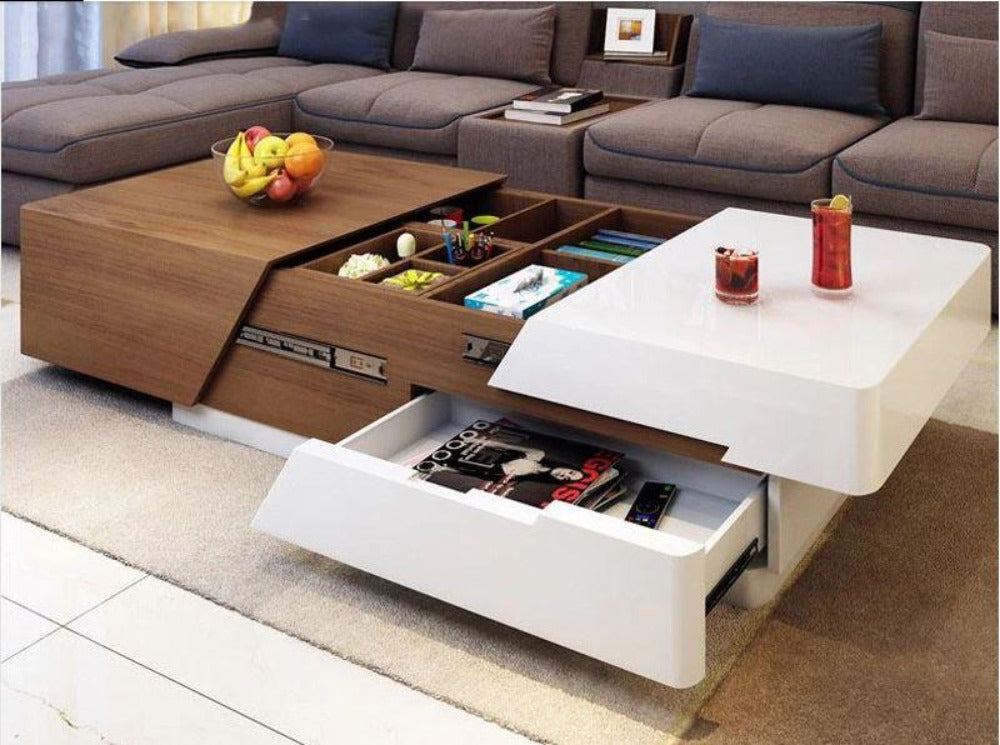 Refined Modern Multipurpose Wooden TV Cabinet With Coffee Table – Lixra.com