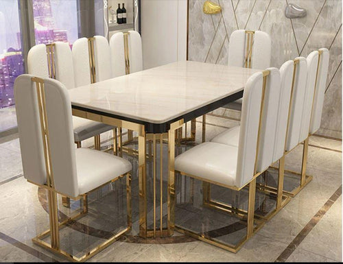 Commercial Ultra Modern Rectangular Shaped Marble Top Dining Table Set - Lixra