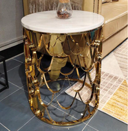 Elegant Gold Base Marble Side Table / Lixra