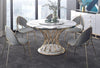 Contemporary Style Marble Top Round Shaped Dining Table Set - Lixra