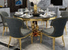 Luxurious Round Shaped Marble Top Dining Table Set With Lazy Susan - Lixra