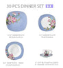 30 Pieces Dinner Plate Set, Cups, Saucers, Dessert Plate, Soup Plate For 6 Persons-Lixra