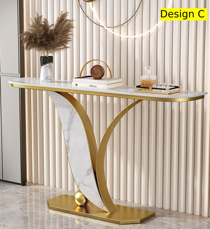 Luxurious Entry Way Marble Top Accent Table / Lixra