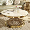 Italian Style Fine Finish Metallic Base Marble Top Coffee Table - Lixra