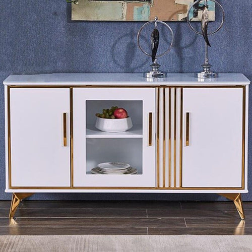 Contemporary Gold Finish Glossy Wooden Sumptuous Buffet Table - Lixra