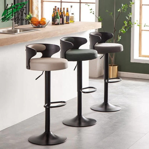 Modern Futuristic Design Soft Leather Bar Chair With Metal Base-Lixra