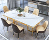 Home Comfort Glossy Finish Rectangular Shaped Marble Top Dining Table Set - Lixra
