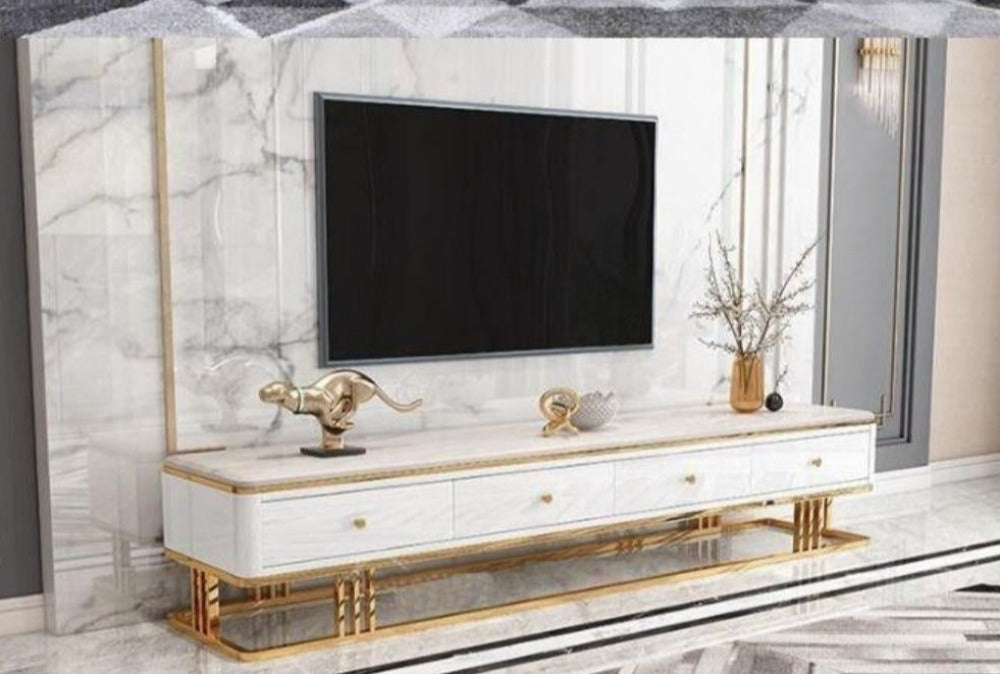 Home Desire Entertainment Unit Marble Top TV Stand - Lixra