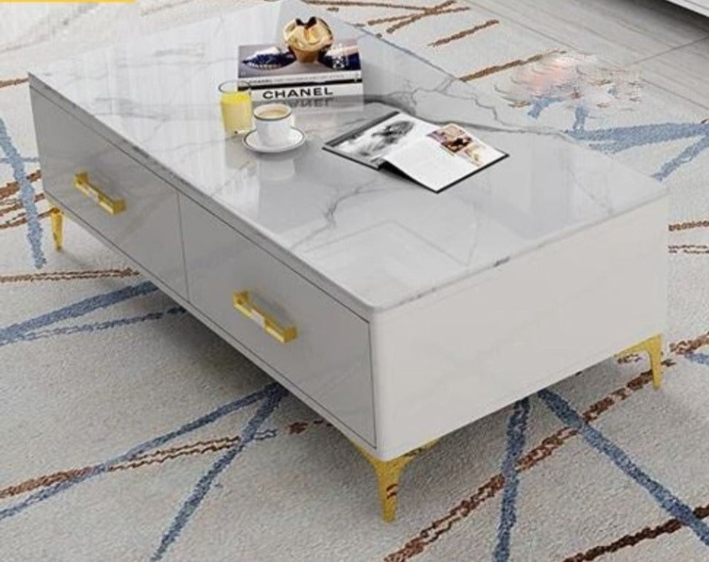 Light Luxury Bright Look Storage Expert Marble Top Coffee Table - Lixra 