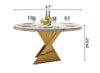 Contemporary Modernistic Look Golden Finish Marble Top Dining Table Set - Lixra