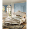 European Vintage Style Pearl White Soft Leather Tufted Bed-Lixra
