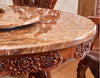 Antique Style Wooden Polished Marble Top Round Shaped Dining Table Set - Lixra