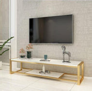 Storage Efficient Luxurious Glossy Finish Marble Top TV Stand - Lixra