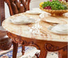 Antique Style Wooden Finish Marble Top Dining Table Set - Lixra