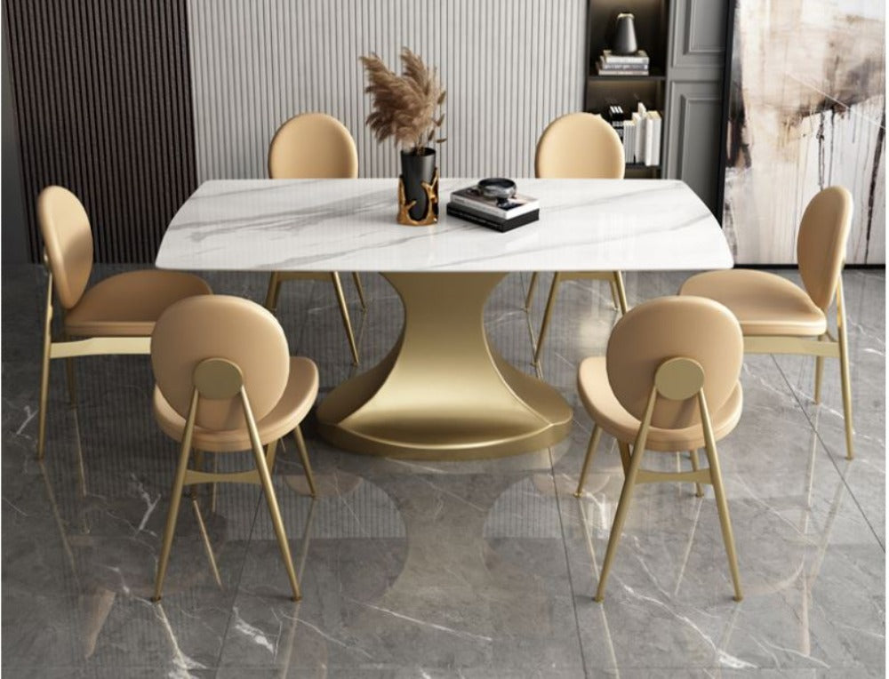 Embracing Comfort High End Finish Marble Top Dining Table Set - Lixra