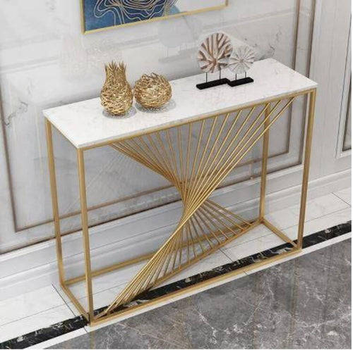 Contemporary Style Space Saving Marble Top Accent Table - Lixra