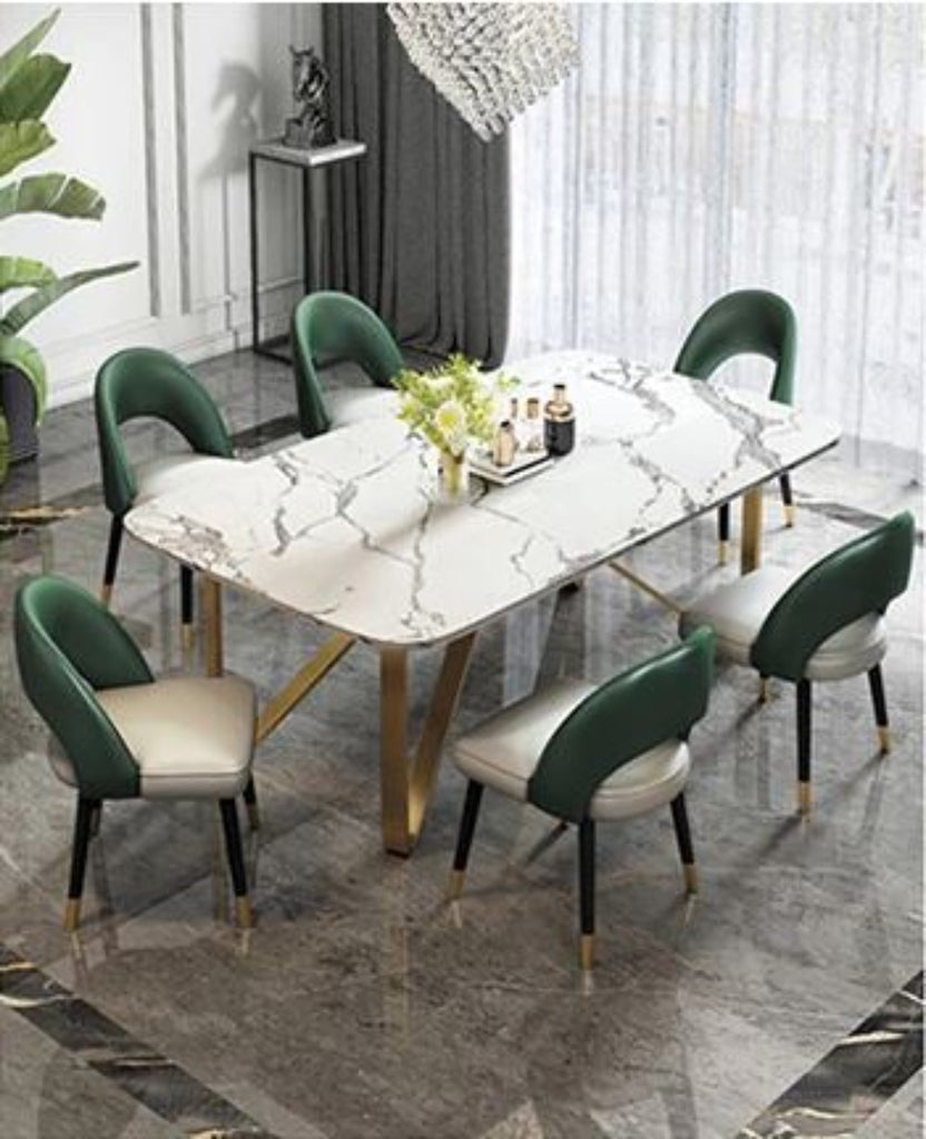 Splendid Look Glossy Finish Rectangular Shaped Dining Table Set - Lixra