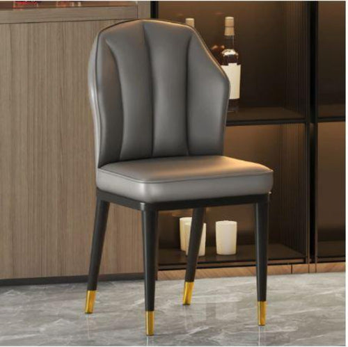 Light Luxury Glossy Finish Leather Dining Chairs - Lixra