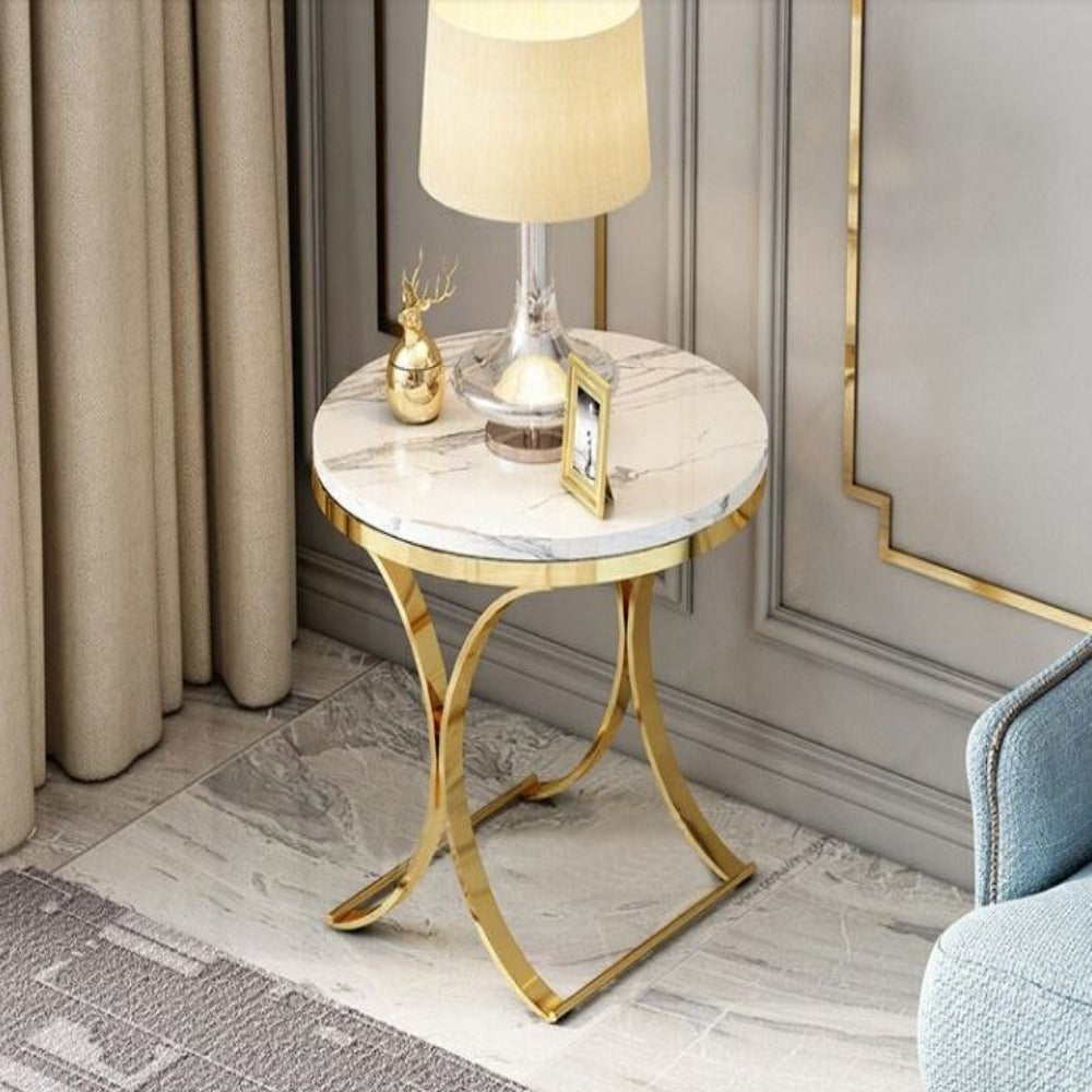 Luxury Round Marble Top Side Table - Lixra.com