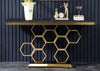 Golden Finish Honeycomb Designed Marble Top Accent Table - Lixra