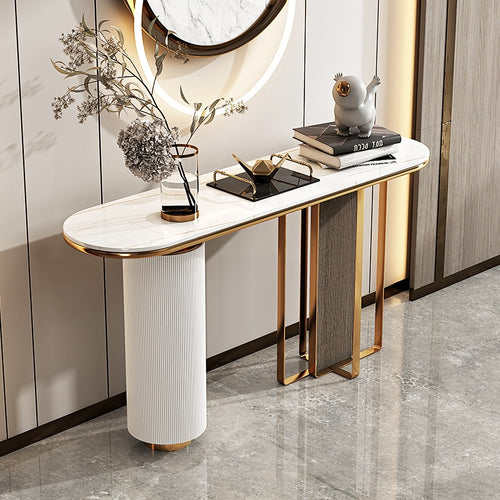 Modern Gleamy Splendor Marble-Top Accent Table